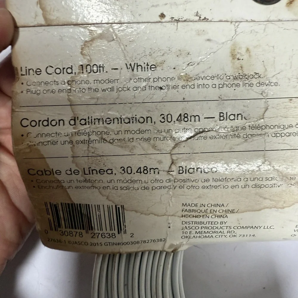 Telephone Line Cord, 100 Feet, Phone Cord, Modular Jack Ends, Works for Phone... - Picture 6 of 10